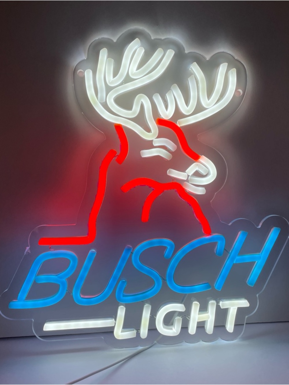 Neon Logo Wall Sign - Red, White & Blue Damaged Box